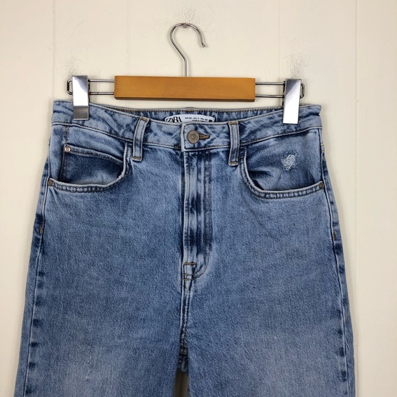 Zara High Rise Straight Leg Jeans Sz 4 - Picture 3 of 9
